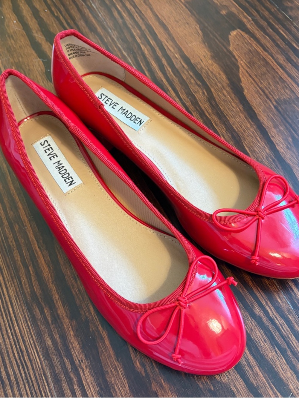 Steve Madden Red Patent Bow Ballet Flats